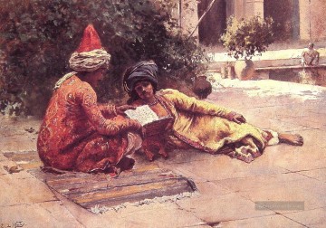  araber - Zwei Araber Lesen in einem Hof Indian